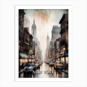 New York City Vintage Painting (26) Art Print