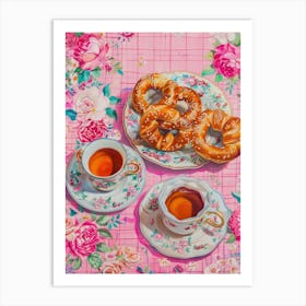 Pink Breakfast Food Pretzels 1 Art Print