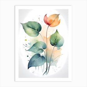 Watercolor Leaves 2 Art Print