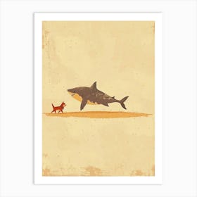 Shark & A Dog Muted Pastels 1 Art Print