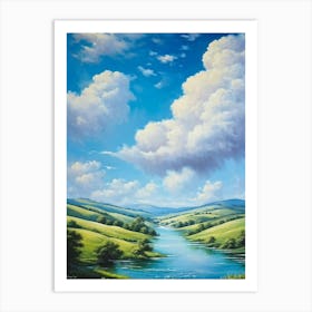 Cumulus Clouds Billowing Gentle Giants Against A Backdrop Of Vivid Azure Sky Tower Over A Varied (3) 1 Art Print