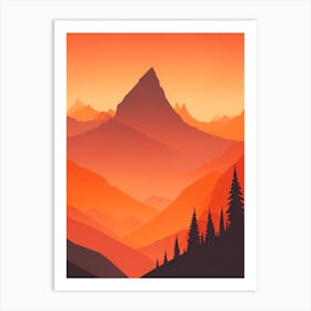 Misty Mountains Vertical Composition In Orange Tone 84 Art Print