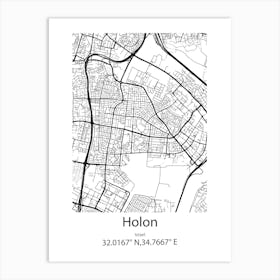 Holon,Israel Minimalist Map Art Print