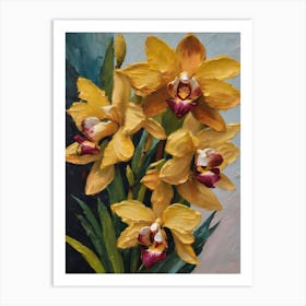 Cymbidium Orchids Oil Painting 2 Art Print