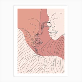 Minimalist Portrait Line Pink Woman 2 Art Print