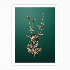 Gold Botanical Spanish Lavender on Dark Spring Green n.2053 Art Print