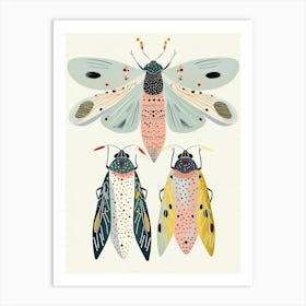 Colourful Insect Illustration Whitefly 10 Art Print