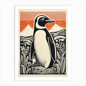 Vintage Bird Linocut Penguin 3 Art Print
