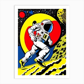 Astronaut Doing Moon Walk Comic 2 Art Print