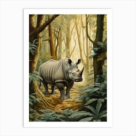 Rhino Exploring The Forest 5 Art Print