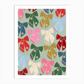 Retro Christmas Bows Coquette Art Print