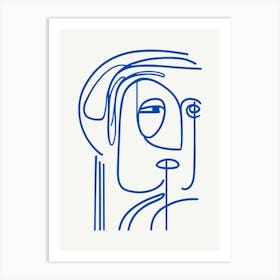 Abstract Portrait Of A Man Monoline Illustration Art Print