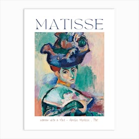 Woman With a Hat 1905 by Henri Matisse - Amélie Matisse or Madame Matisse Mid Century 20th Century Art Poster Print Exhibited at Salon d'Automne, Paris HD High Resolution Art Print