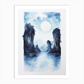 Watercolour Of Maya Bay   Phi Phi Islands Thailand 2 Art Print