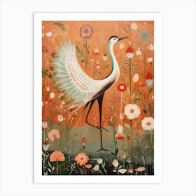 Crane 2 Detailed Bird Painting Art Print