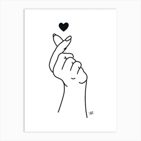Black And White Hand Heart Art Print