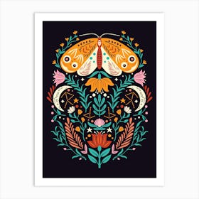 Butterfly And Flowers Art Print