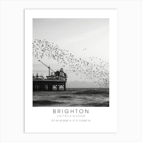 Brighton United Kingdom Black And White Art Print