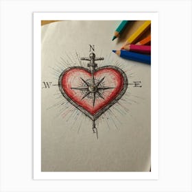 Heart Compass 16 Art Print