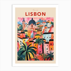 Lisbon Portugal Fauvist Travel Poster Art Print