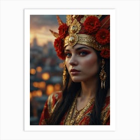 Portrait Of A Woman In Traditional Dress Art Print