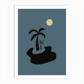 Minimal Night Island Art Print