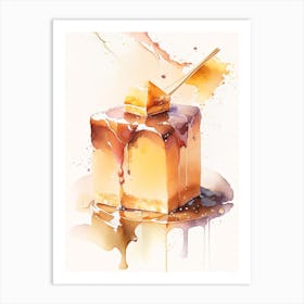 Brown Sugar Fudge Dessert Storybook Watercolour Flower Art Print