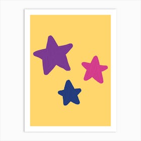 Three Stars On A Yellow Background Art Print