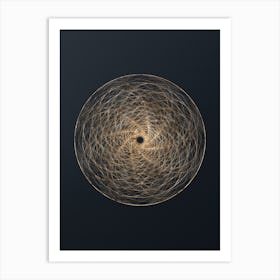 Abstract Geometric Gold Glyph on Dark Teal n.0276 Art Print