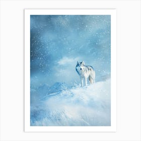 Wolf In The Snow. Generated with AI. Art Print 4 Art Print