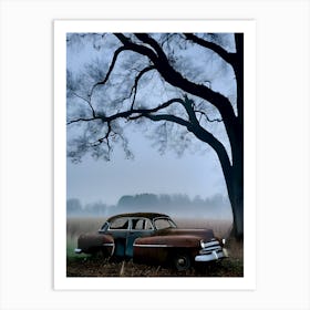 Old Car In The Fog 11 Art Print