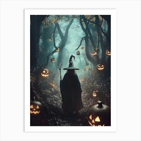 Halloween Witch In The Woods Art Print