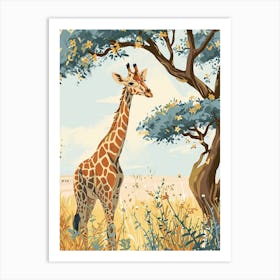 Giraffe Under The Acacia Tree 4 Art Print
