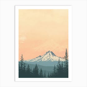 Mount Washington Usa Color Line Drawing (2) Art Print