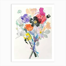 Statice 1 Collage Flower Bouquet Art Print