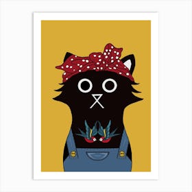 Rockabilly Cat Dungarees Art Print