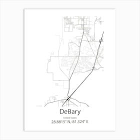 Debary,United States Minimalist Map 1 Art Print