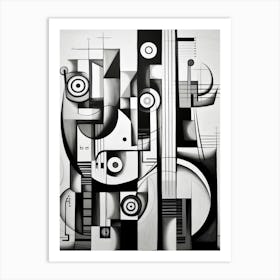 Music Abstract Black And White 5 Art Print