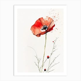 Poppy Herb Minimalist Watercolour 2 Art Print