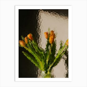 Orange tulips behind glass Art Print