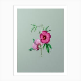 Vintage Mr. Lindley's Hibiscus Botanical Art on Mint Green n.0282 Art Print