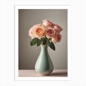 A Vase Of Pink Roses 8 Art Print