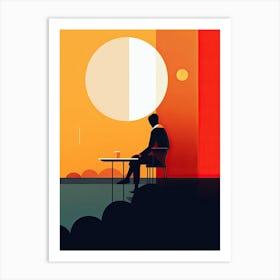 Man Sitting At Table, Loneliness Art Print