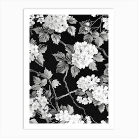 Great Japan Hokusai Monochrome Flowers 1313 Art Print