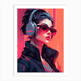 Girl With Headphones 6 Art Print