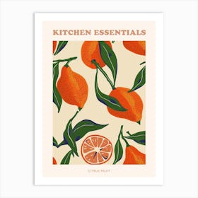 Citrus Fruit On A Branch Pattern Poster 1 Art Print