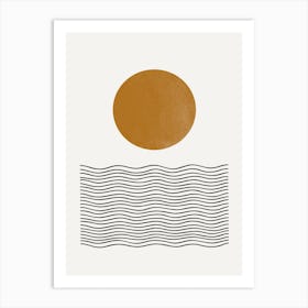 Golden Sun and Waves Art Print