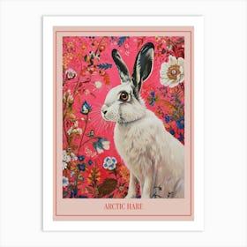 Floral Animal Painting Arctic Hare 4 Poster Art Print