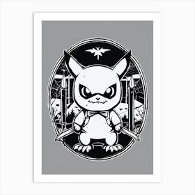 Pikachu Pokemon Black And White Pokedex Art Print