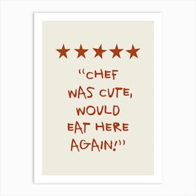 Chef Was Cute Rating Dark Red Kitchen Affiche